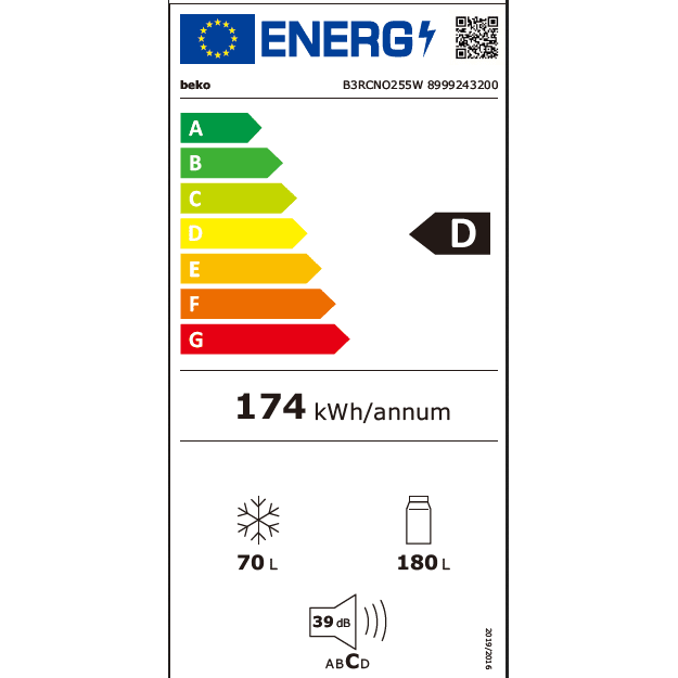 Refrigerator BEKO B3RCNO255W