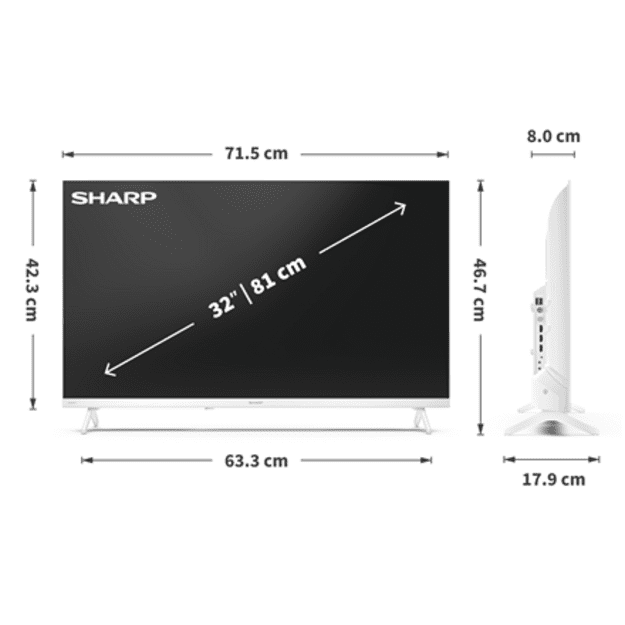 Sharp | 32HF2265EW | 32 | Smart TV | Google TV | White
