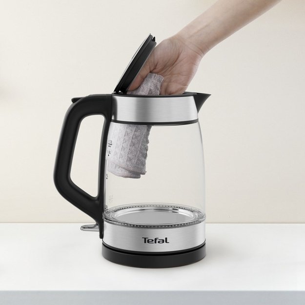 Tefal Glass Kettle KI605830 electric kettle 1.7 L 2200 W Black, Silver, Transparent