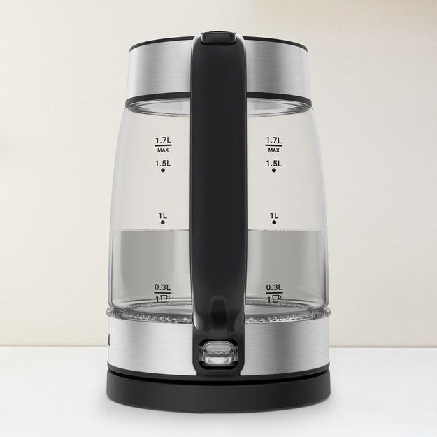 Tefal Glass Kettle KI605830 electric kettle 1.7 L 2200 W Black, Silver, Transparent