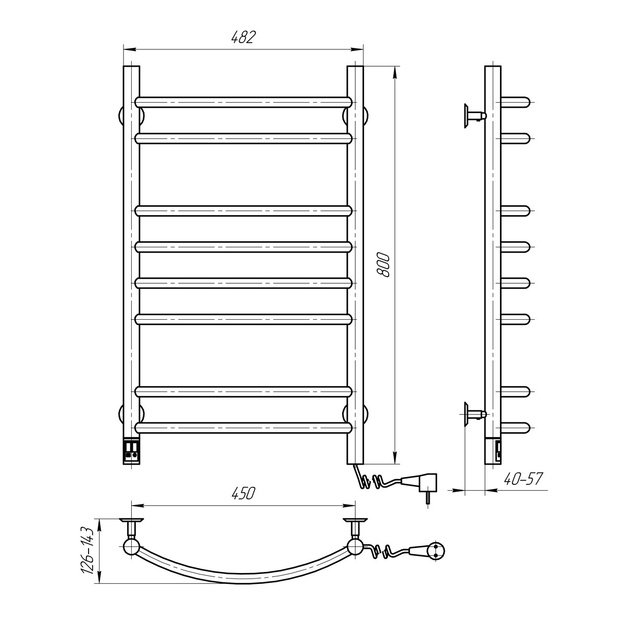 NAVIN Kamelia 480*800 Sensor su laikmačiu dešinė juodas 12-207033-4880