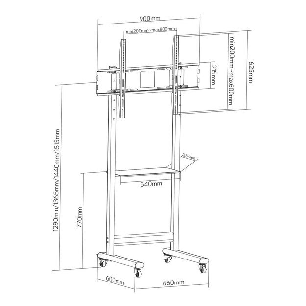 Mobile TV Stand 50-90  70kg with AV Shelf 3