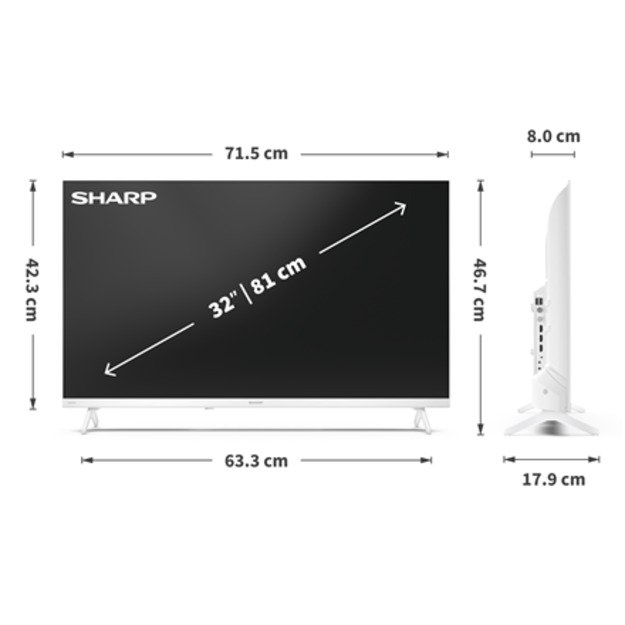 Sharp | 32HF2265EW | 32 | Smart TV | Google TV | White 6