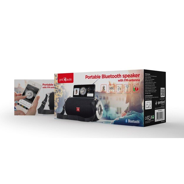 Gembird SPK-BT-17 portable Bluetooth speaker with FM-radio, black 4