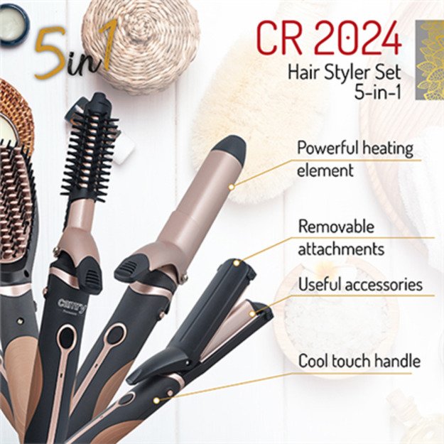 Camry | Hair Styler | CR 2024 | 1200 W | Black/Rose gold 2