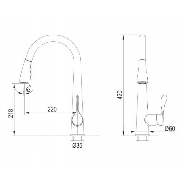 Virtuvinis maišytuvas su ištraukiama žarna Blue Water Stabili, grafito spalvos 2