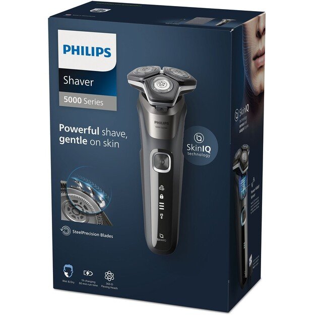Philips Shaver | S5887/10 Series 5000 | Operating time (max) 60 min | Wet & Dry | Lithium Ion | Gray