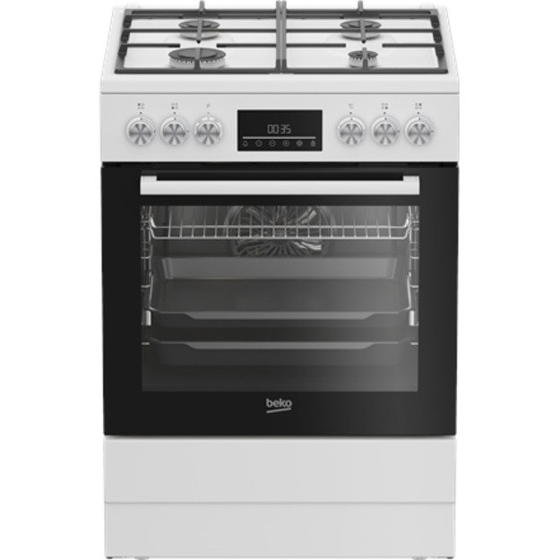 BEKO Cooker | FBM62330GWDTN | Hob type Gas | Oven type Electric | White | Width 60 cm | Grilling | LED | Depth 60 cm | 72 L