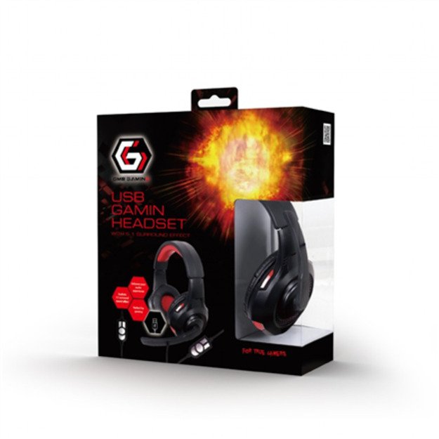 Gembird GHS-U-5.1-01 headphones/headset Head-band Black,Red