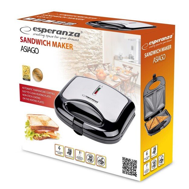 Toaster for sandwiches Esperanza ASIAGO EKT011 (1000W, black and silver color)