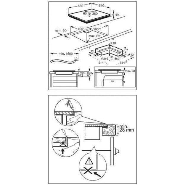 Juoda matinė indukcinė kaitlentė AEG TI64IB10IZ