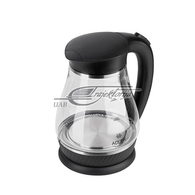 Adler | Kettle | AD 1274 | Standard | 2200 W | 1.7 L | Plastic/Glass | 360&deg; rotational base | Black/ transparent 2