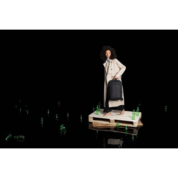 RIVACASE 8435 backpack for laptop 17.3  Tegel ECO, black, waterproof material, eco rPet, pockets for smartphone, documents, 33