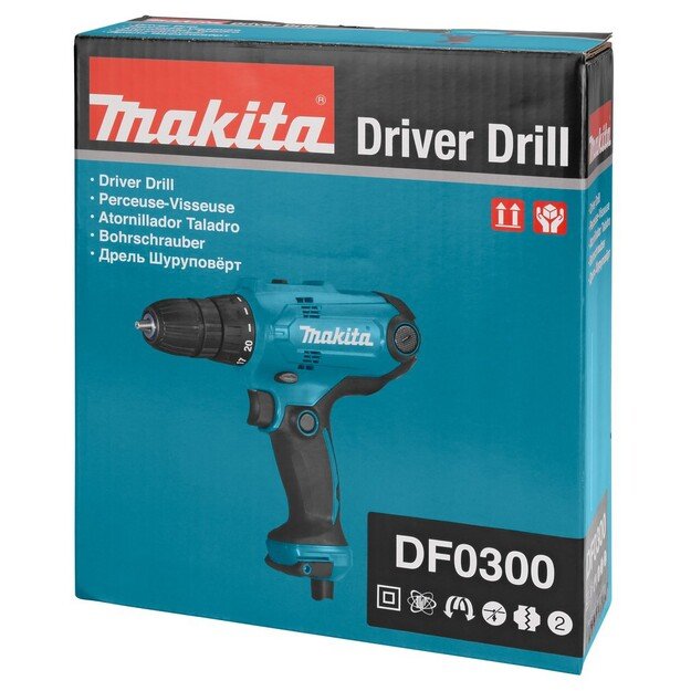 Makita DF0300 drill 1500 RPM Keyless 1.2 kg Black, Blue