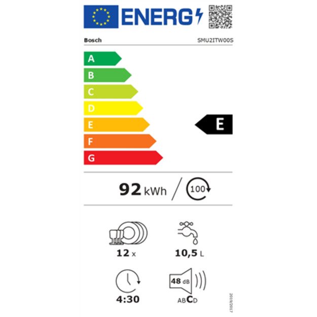 Bosch | Dishwasher | SMU2ITW00S | Built-under | Width 60 cm | Number of place settings 12 | Number of programs 6 | Energy effici