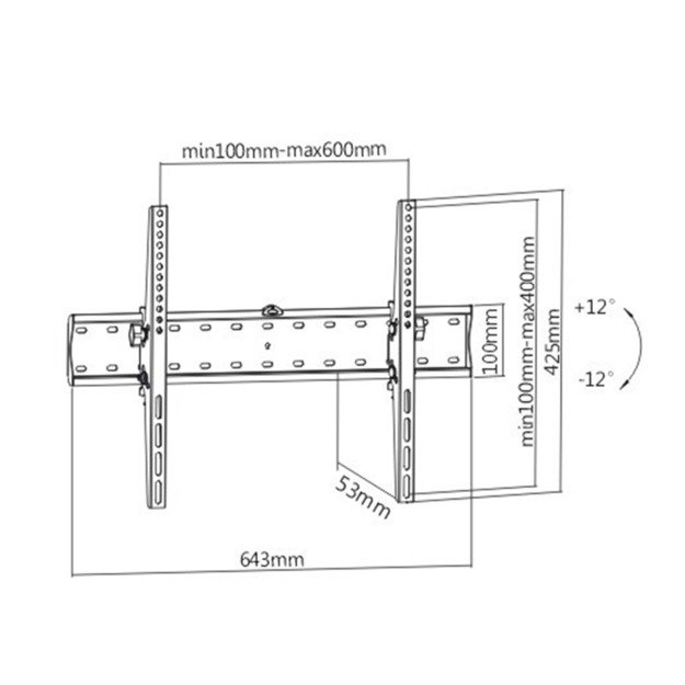 Gembird | Wall mount | Tilt | 37-70   | Maximum weight (capacity) 40 kg | Black