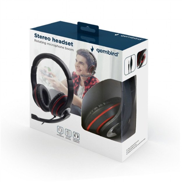 Gembird | Stereo headset | MHS-03-BKRD | Built-in microphone | On-Ear | 3.5 mm