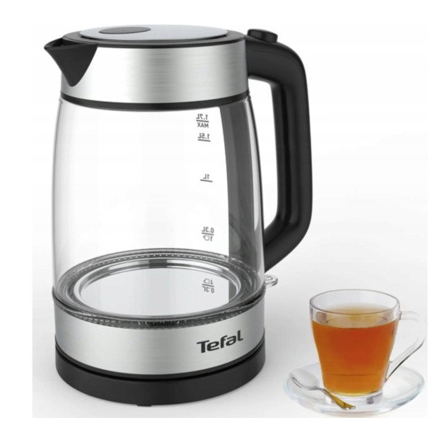 TEFAL Kettle | KI700830 | Electric | 2200 W | 1.7 L | Glass | 360° rotational base | Black/Stainless Steel