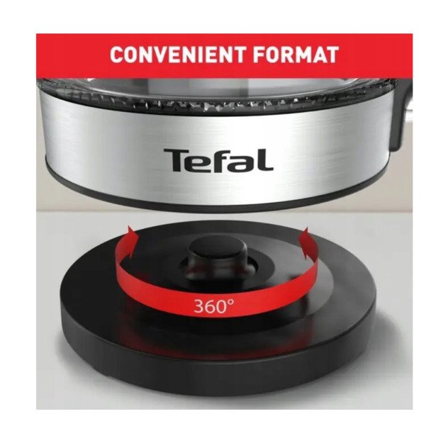 TEFAL Kettle | KI700830 | Electric | 2200 W | 1.7 L | Glass | 360° rotational base | Black/Stainless Steel