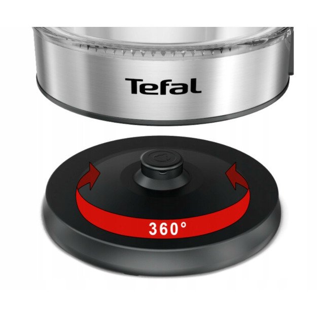 TEFAL Kettle | KI700830 | Electric | 2200 W | 1.7 L | Glass | 360° rotational base | Black/Stainless Steel