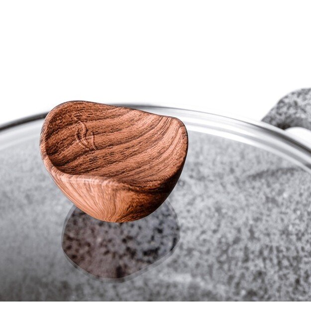 PROMIS Set of pots GRANITE, saucepan 16 cm, pots 20,24,28 brown handles