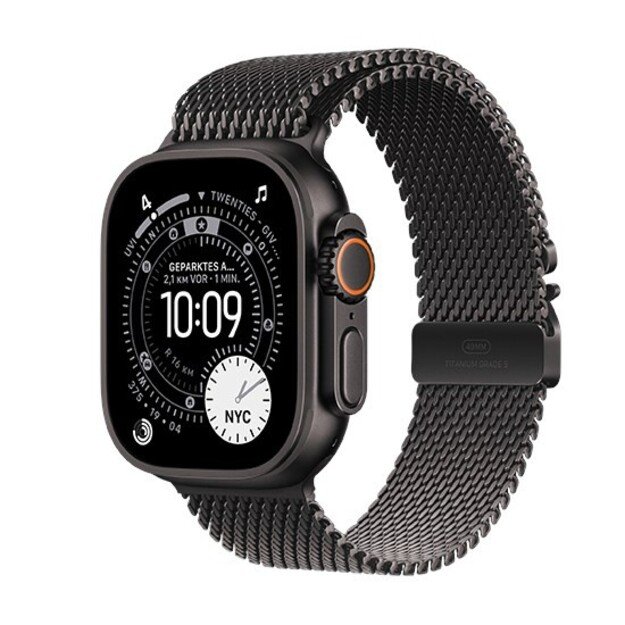 Apple Watch Ultra 3 GPS + Cellular 49mm Black Titanium Case with Black Titanium Milanese Loop - Medium