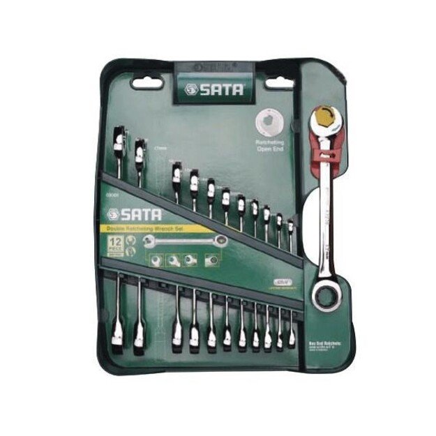 SATA DOUBLE RATCHET COMBINATION WRENCHES SET OF 12 pcs.