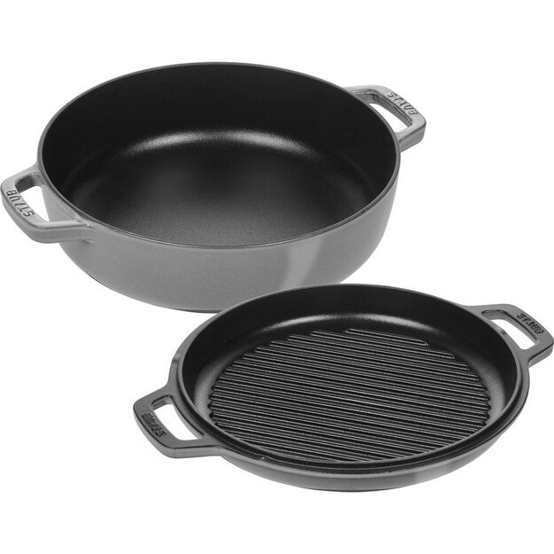 Set of 2 frying pans 26 cm, grey