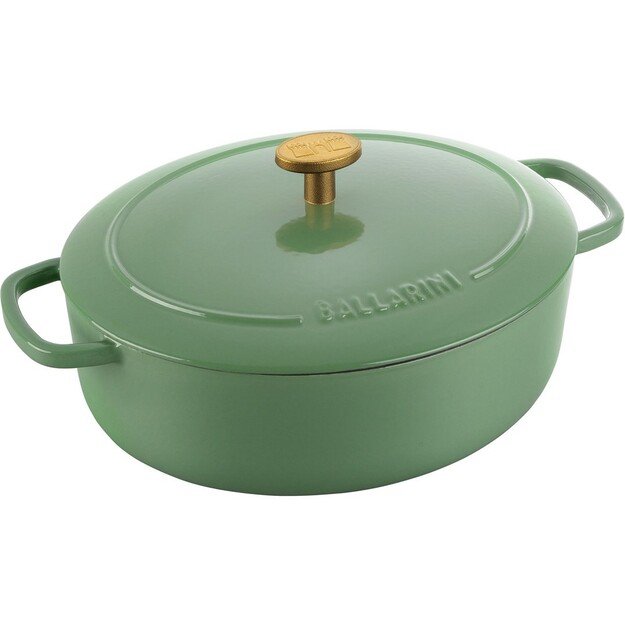 Ballarini Bellamonte Oval Cast Iron Pot - Green, 2.2 ltr