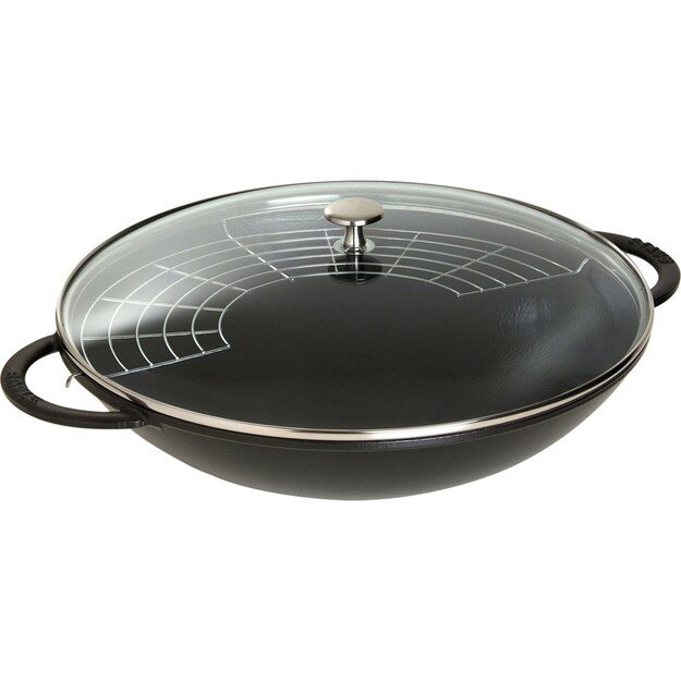 Staub cast iron wok with lid - Black, 37 cm