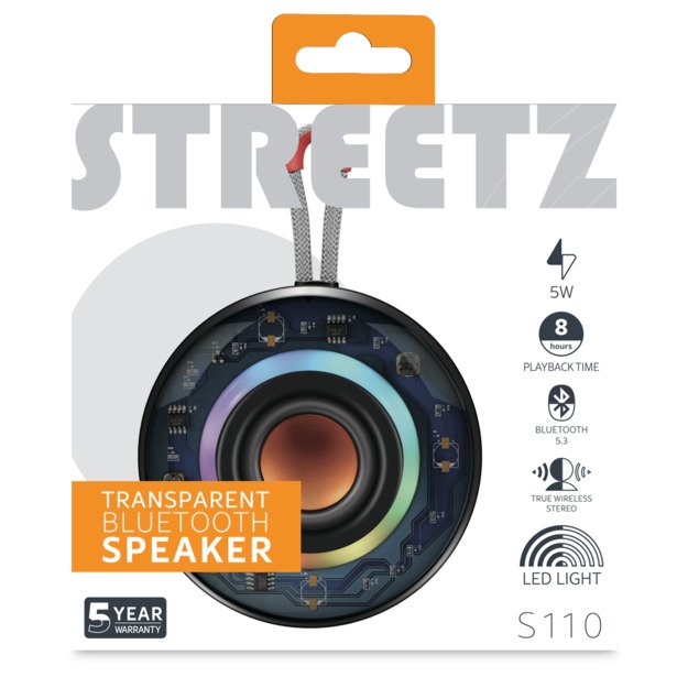 S110 permatoma Bluetooth kolonėlė STREETZ, 5W / S110-BLK / 6612077