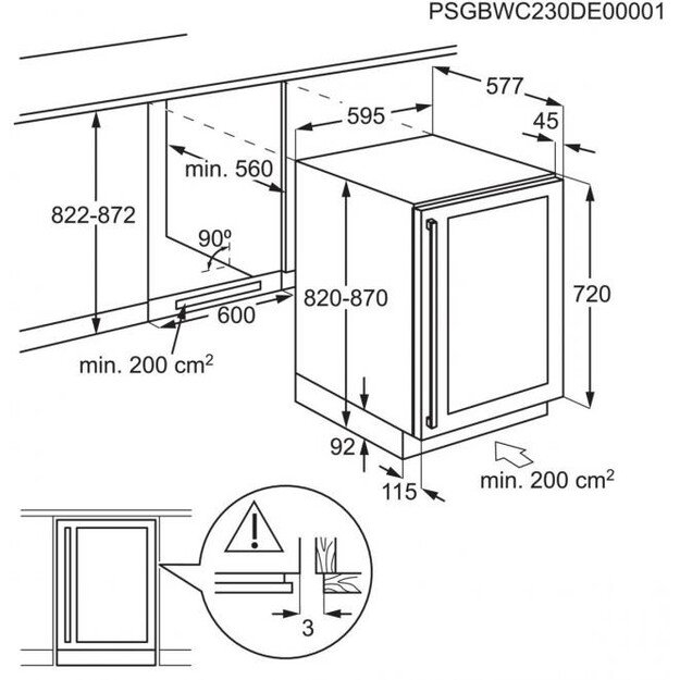 82 cm aukščio įmontuojamas vyno šaldytuvas AEG  AWUS052B5B