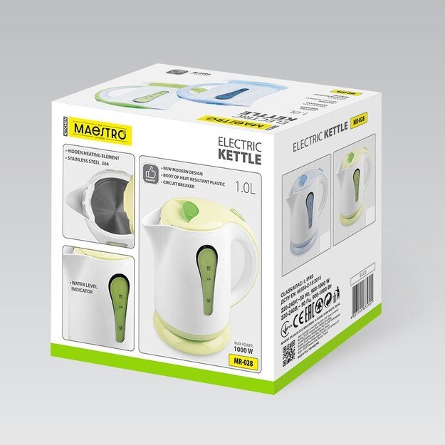 Electric kettle 1L 1000W MR-028-GREEN MAESTRO