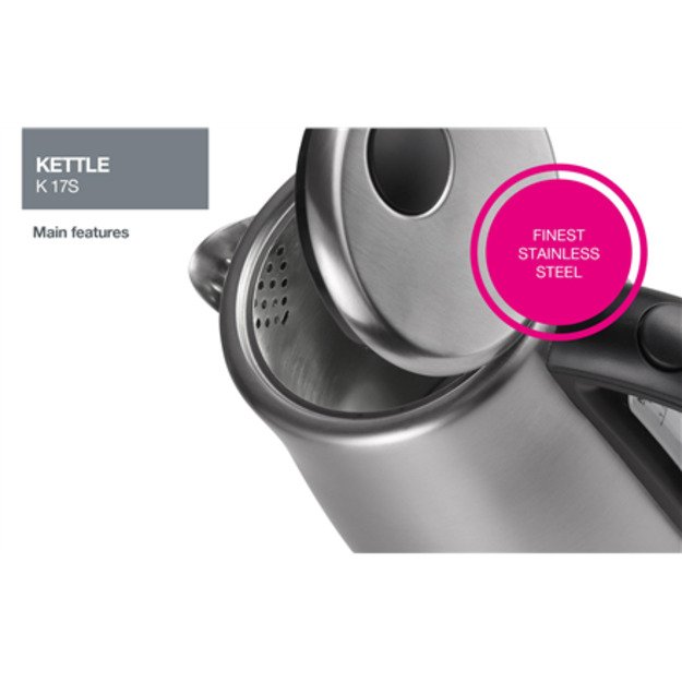 Gorenje | Kettle | K17S | Electric | 2000 W | 1.7 L | Stainless steel | 360° rotational base | Stainless steel