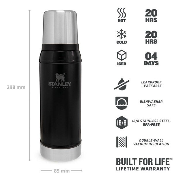 Stanley Thermos Classic 0 75L matte black 2801612028 | Stanley