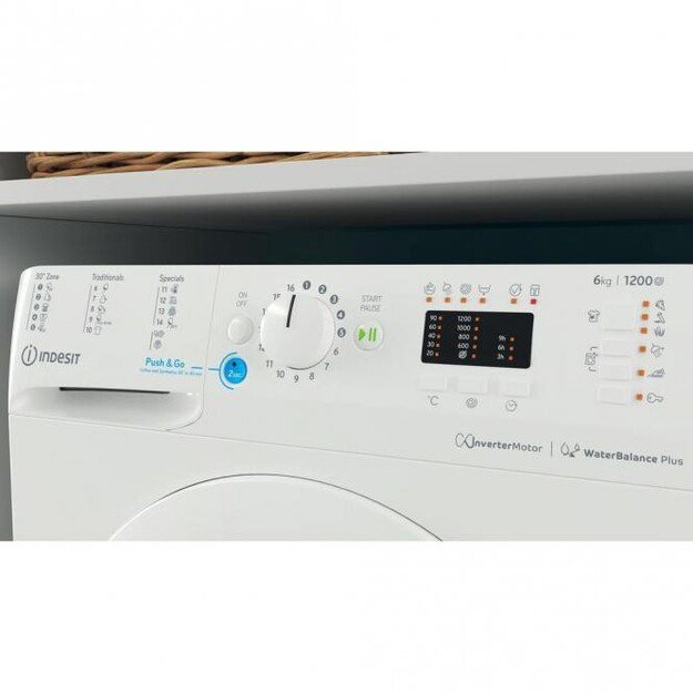 INDESIT | Washing machine | BWSA 61294 W EU N | Energy efficiency class C | Front loading | Washing capacity 6 kg | 1151 RPM | D