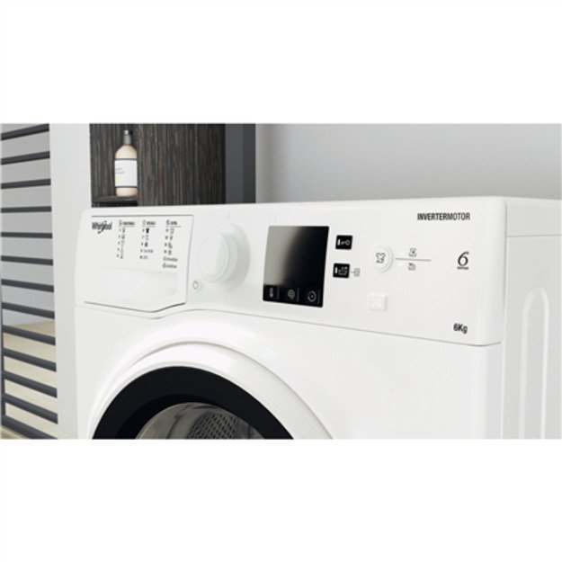 Whirlpool Washing machine | WRBSS 6249 W EU | Energy efficiency class C | Front loading | Washing capacity 6 kg | 1200 RPM | Dep