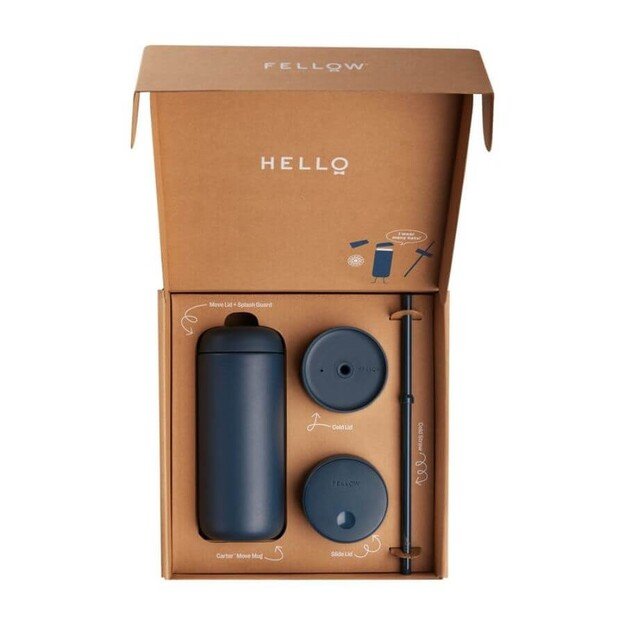 Fellow Carter thermal mug set + 3 caps navy blue matt 473 ml