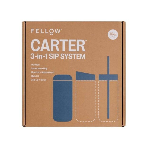 Fellow Carter thermal mug set + 3 caps navy blue matt 473 ml