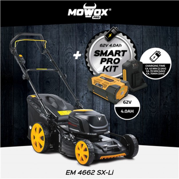 MoWox | 62V Excel Series Cordless Lawnmower | EM 4662 SX-Li | Mowing Area 750 m2 | 4000 mAh | Battery and Charger included