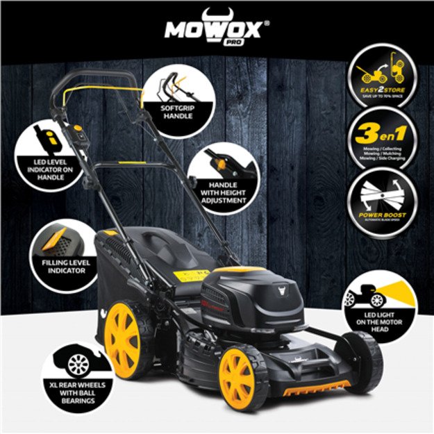 MoWox | 62V Excel Series Cordless Lawnmower | EM 4662 SX-Li | Mowing Area 750 m2 | 4000 mAh | Battery and Charger included