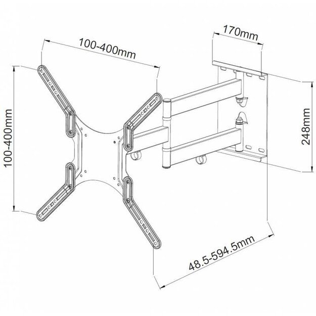 Techly 23-55 Universal LCD TV Wall Mount Bracket Black  ICA-PLB 136M