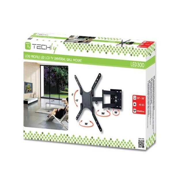 Techly 23-55 Universal LCD TV Wall Mount Bracket Black  ICA-PLB 136M