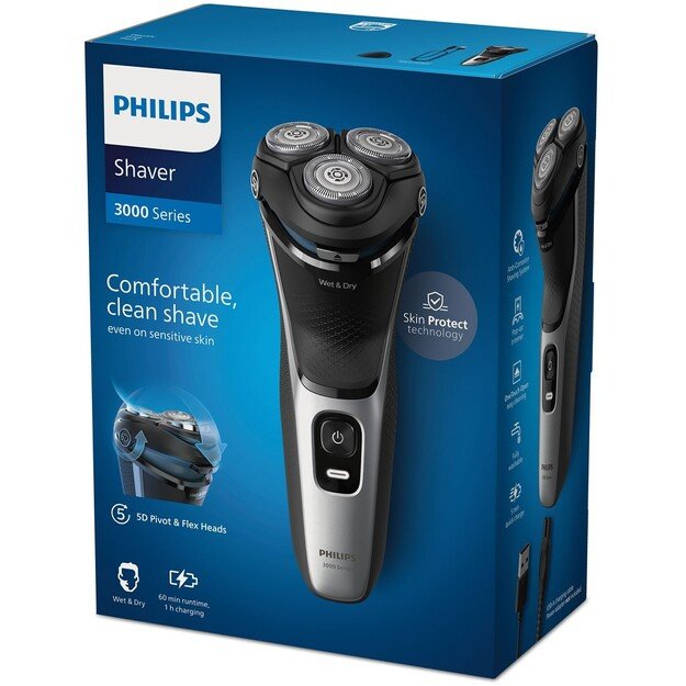 Philips S3143/00 men s shaver Rotation shaver Trimmer Black, Silver