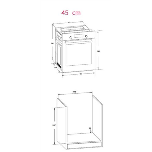 Simfer | 4207BERSP | Oven | 47 L | Multifunctional | Manual | Pop-up knobs | Height 59.5 cm | Width 45 cm | Black