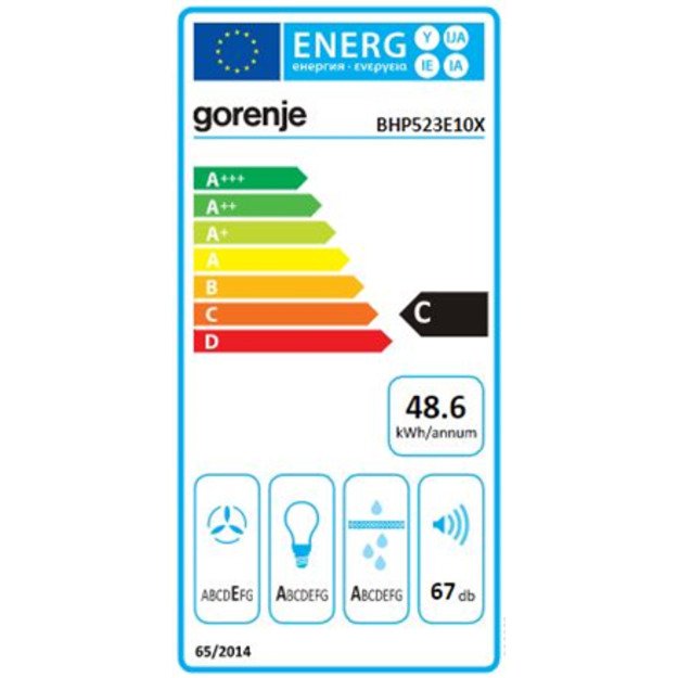 Gorenje | Hood | BHP523E10X | Telescopic | Energy efficiency class C | Width 50 cm | 322 m³