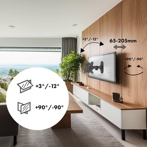 Maclean MC-416 TV Monitor Wall Mount 13 -32  30kg Tilt Rotate max. VESA 100x100 Black Powder Coating LED OLED LCD Universal