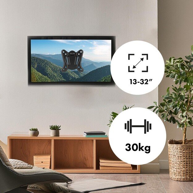 Maclean MC-416 TV Monitor Wall Mount 13 -32  30kg Tilt Rotate max. VESA 100x100 Black Powder Coating LED OLED LCD Universal