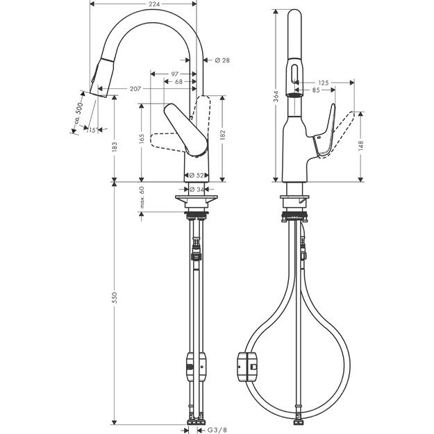 Virtuvinis maišytuvas su ištraukiama žarna Hansgrohe Focus M42 71862000