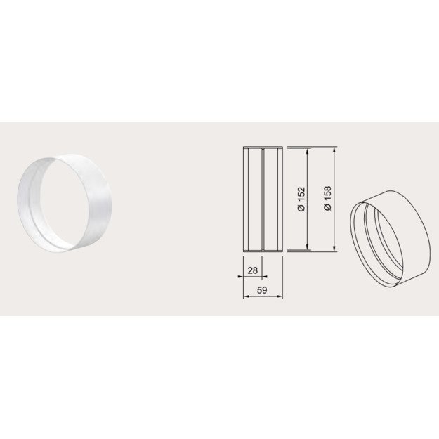 Gartraukio priedas FABER Connector for round tube (AIR-DUCT SYSTEM) for 340.0708.968, 340.0708.975